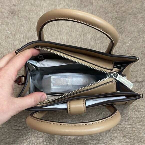 Michael Kors Small Faux Leather Satchel Bag Tan New - Picture 5 of 5